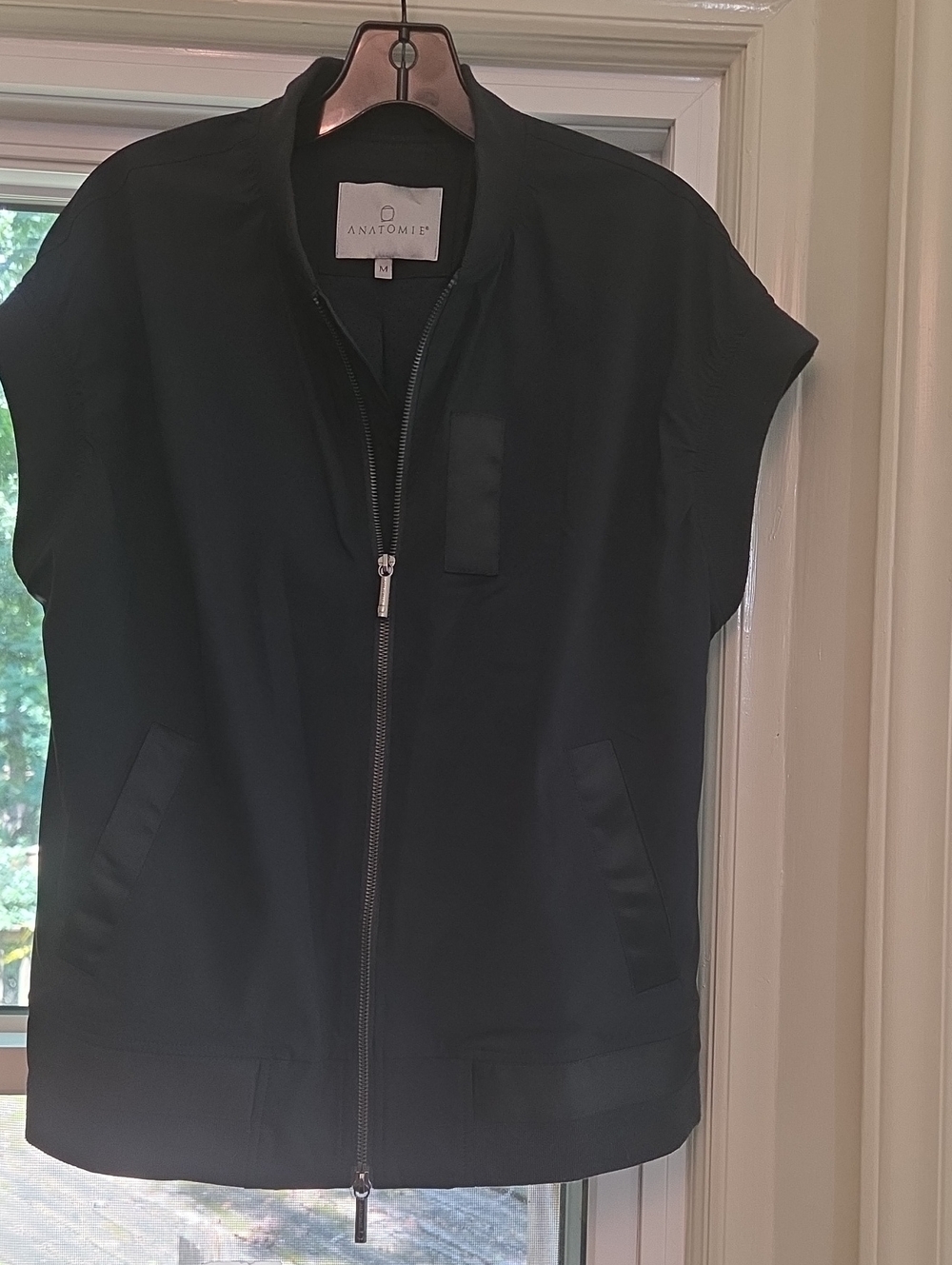Anatomie Amity Cap Sleeve Black Zip Bomber Jacket M